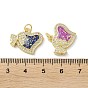 Valentine's Day Brass Micro Pave Clear Cubic Zirconia Pendants, with Synthetic Opal, Real 18K Gold Plated, Heart with with Bowknot Charms