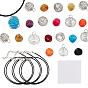 DIY Necklace Making Kits, Including 3Pcs Waxed Cord Necklace Making, 10Pcs Round Iron Wire Pendants, 10Pcs Imitation Gemstone Acrylic Beads, Silver Polishing Cloth