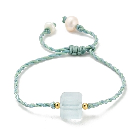 Natural Aquamarine Bracelets, with Sterling Silver Beads and Pearl Beads