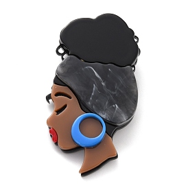 African Girl Brooch, Fashion Acrylic Safety Lapel Pin for Backpack Clothes