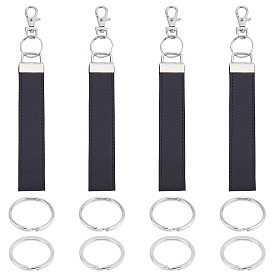 BENECREAT PU Leather and Alloy Clasp Keychain, with Iron Split Key Rings