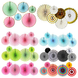 6 sets of single-layer round paper flower fan set wedding party birthday decoration paper fan flower paper fan