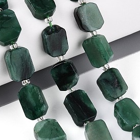 Бусины из натурального фуксита, с бисером, прямоугольные