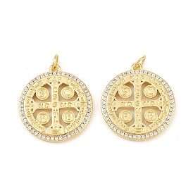 Латунные микро проложить кубического циркония подвески, с целью перехода в кольце, плоские круглые с крестом