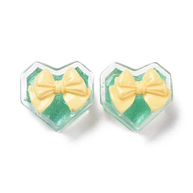 Transparent Resin Cabochons, with Glitter Powder, DIY Accessories, Heart