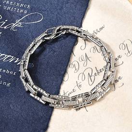 304 браслеты-цепочки с прямоугольными звеньями из нержавеющей стали для женщин и мужчин