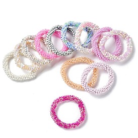 Bracelet extensible tressé en perles de verre au crochet, bracelet style bohème népel