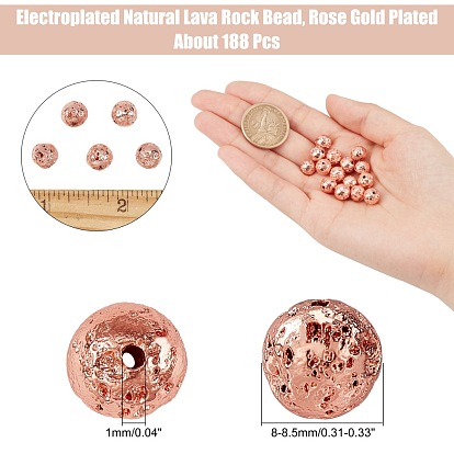 ARRICRAFT Electroplated Natural Lava Rock Bead Strands, Round, Bumpy