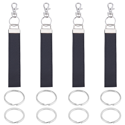 Porte-clés fermoir en cuir pu et alliage, avec porte-clés fendus