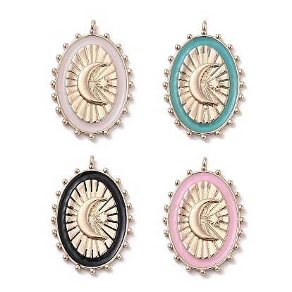 304 подвески из нержавеющей стали, с эмалью, овал с подвеской в виде луны и звезды, золотые