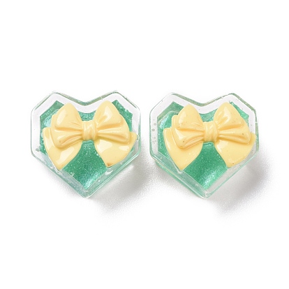 Transparent Resin Cabochons, with Glitter Powder, DIY Accessories, Heart