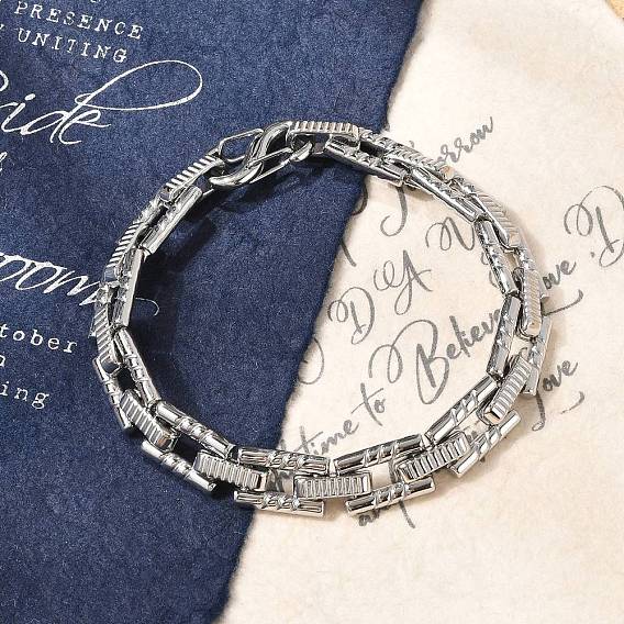 304 браслеты-цепочки с прямоугольными звеньями из нержавеющей стали для женщин и мужчин