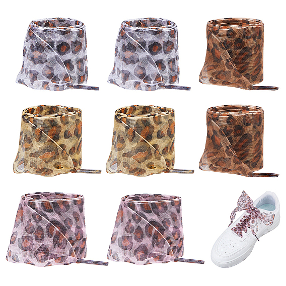 4 пары 4 цвета полиэстеровый леопардовый узор кружевные шнурки