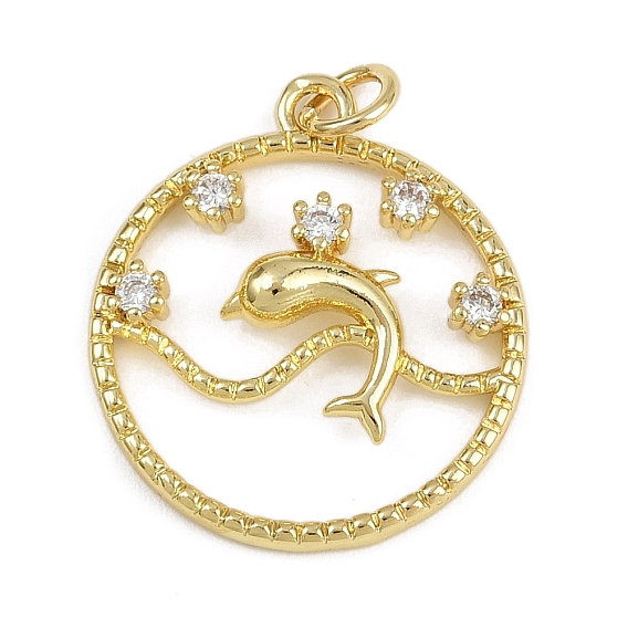 Латунные микро проложить кубического циркония подвески, кольцо с подвесками в виде дельфинов, долговечный, стойки покрытие, без свинца и без кадмия, с целью перехода в кольце