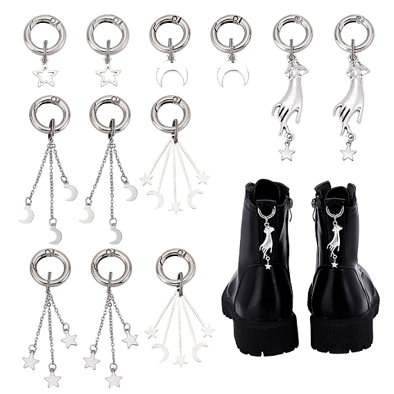 12 шт 6 стиль сплав обувь подвески, с литыми пружинными кольцами