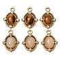 Colgantes facetados de piedras preciosas naturales, 304 Dijes ovalados con bisel de cristal y diamantes de imitación de acero inoxidable, revestimiento de iones (ip), real 14 k chapado en oro