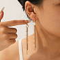 304 Stainless Steel & Clear Cubic Zirconia & Natural Freshwater Pearl Tassel Stud Dangle Earrings