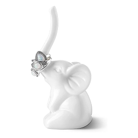 Porcelain Elephant Ring Display Stands, Jewelry Organizer Holder for Rings Storage