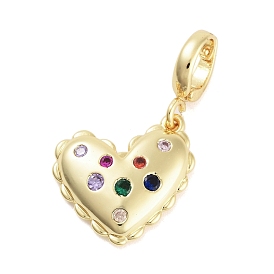 Brass with Cubic Zirconia Pendants, Heart Charms