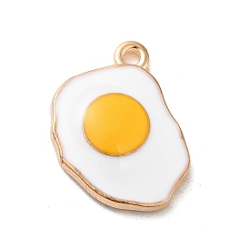 Alloy Enamel Pendants, Light Gold, Fried Egg/Poached Egg Charm