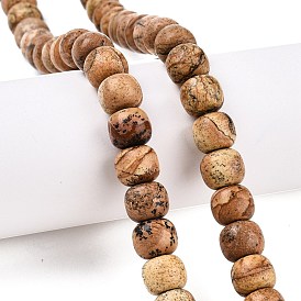 Natural Picture Jasper Beads Strands, Barrel