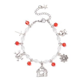 Браслеты из стеклянных бусин для женщин, с сплава прелести