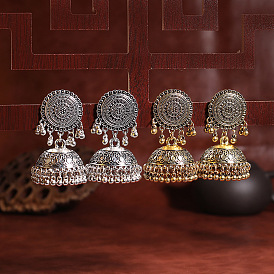 Geometric Statement Earrings with Indian Palace-inspired Design in Alloy Material