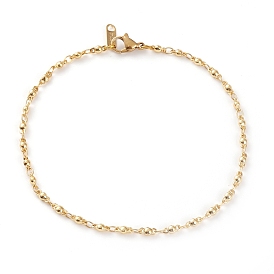 Brass Link Chain Anklets, with 304 Stainless Steel Lobster Claw Clasps, Oval
