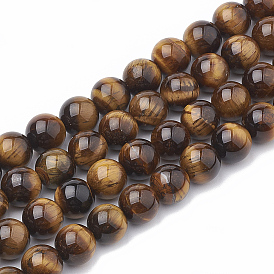 Natural Tiger Eye Beads Strands, Grade AB+, Round