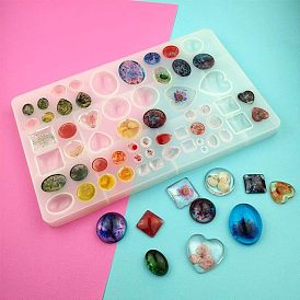 DIY силиконовые формы кабошон, формы для литья смолы, для уф-смолы, изготовление ювелирных изделий из эпоксидной смолы, смешанная геометрическая форма