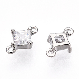 Maillons en laiton zircon cubique clair, sans nickel, plaqué longue durée, losange