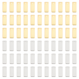 100 шт 2 цвета 201 подвески из нержавеющей стали, прямоугольный шарм