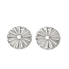 304 Stainless Steel Pendants, Textured Flat Round Charms