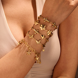 304 из нержавеющей стали браслеты для женщин, золотые