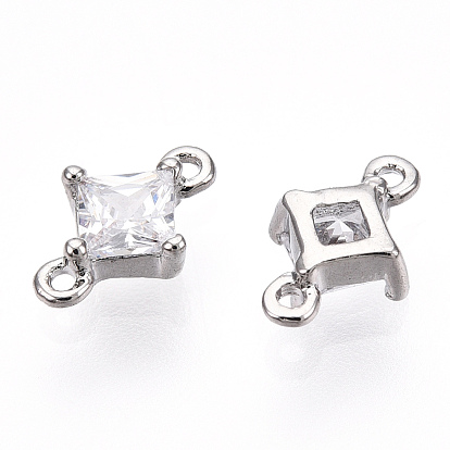 Maillons en laiton zircon cubique clair, sans nickel, plaqué longue durée, losange
