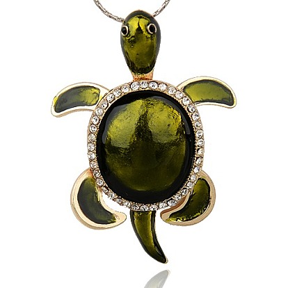 Colgantes del esmalte de la aleación de la vendimia, con diamante de imitación, tortuga, dorado, 69x50x16 mm, agujero: 4.5x6 mm