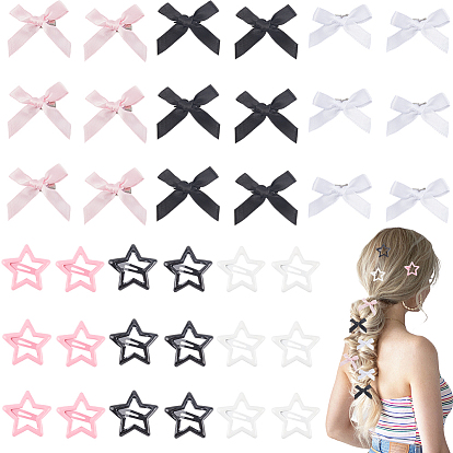 36 шт. 6 стили железные заколки для волос, аксессуары для волос для женщин и девочек, звезда/бантик