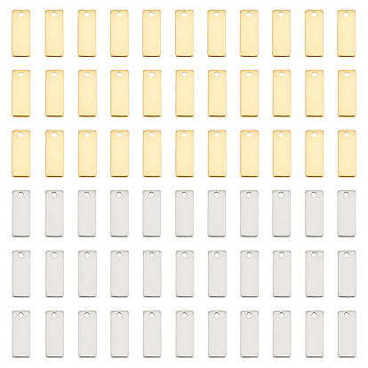 100 шт 2 цвета 201 подвески из нержавеющей стали, прямоугольный шарм