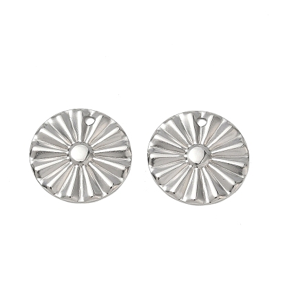 304 Stainless Steel Pendants, Textured Flat Round Charms
