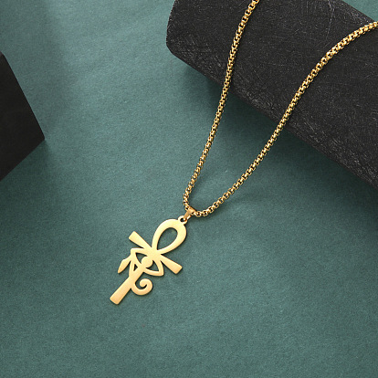 Египетский 304 нержавеющая сталь глаз ра крест кулон коробка цепи ожерелья