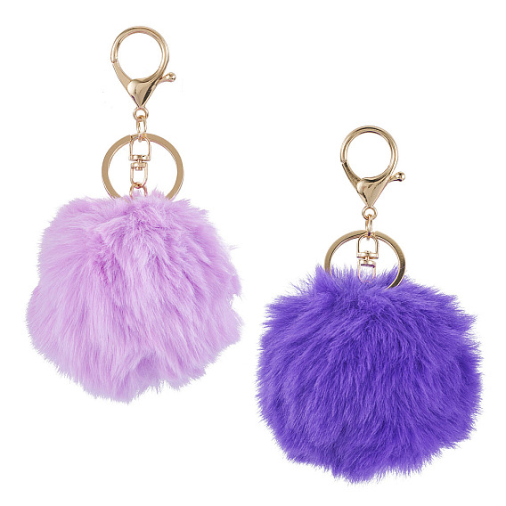 2 шт. 2 цвета брелки из сплава, с волосяной луковицей, плюшевый мяч, круглые, золотой свет