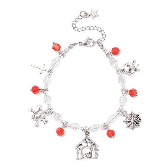 Браслеты из стеклянных бусин для женщин, с сплава прелести