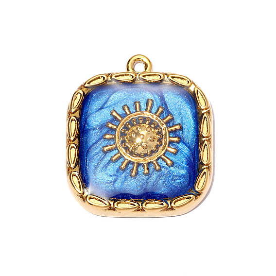 304 подвески из нержавеющей стали, квадрат с солнечными подвесками, ионное покрытие (ip), зеркальная полировка, реальный 18 k позолоченный