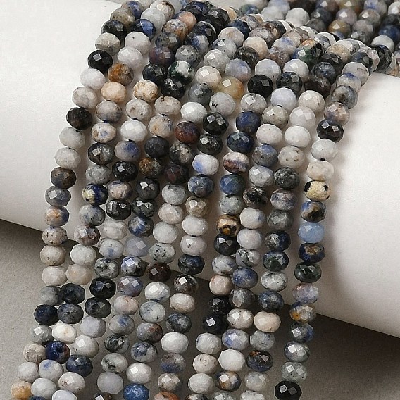 Натуральное синее пятно нитки из бисера яшмы, граненые, рондель
