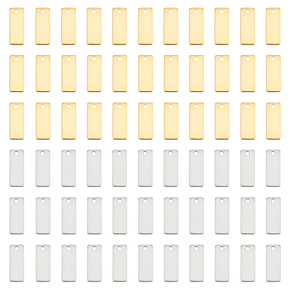 100 шт 2 цвета 201 подвески из нержавеющей стали, прямоугольный шарм