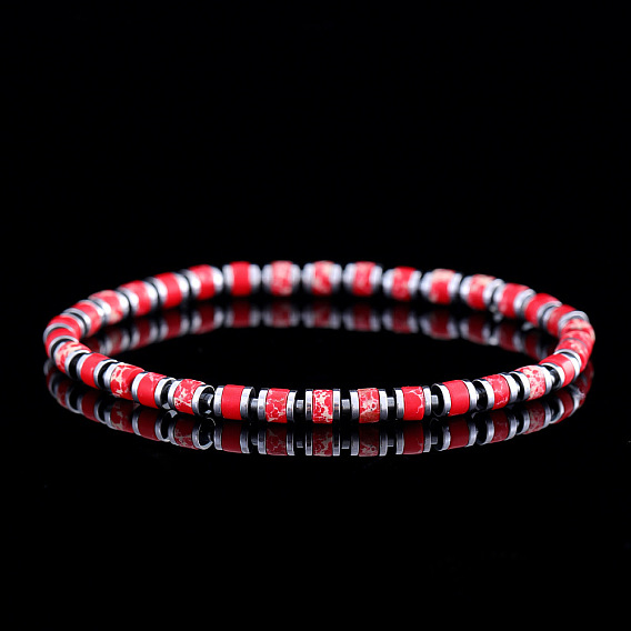 Браслеты из натуральной и окрашенной императорской яшмы с эластичными бусинами для мужчин, колонка