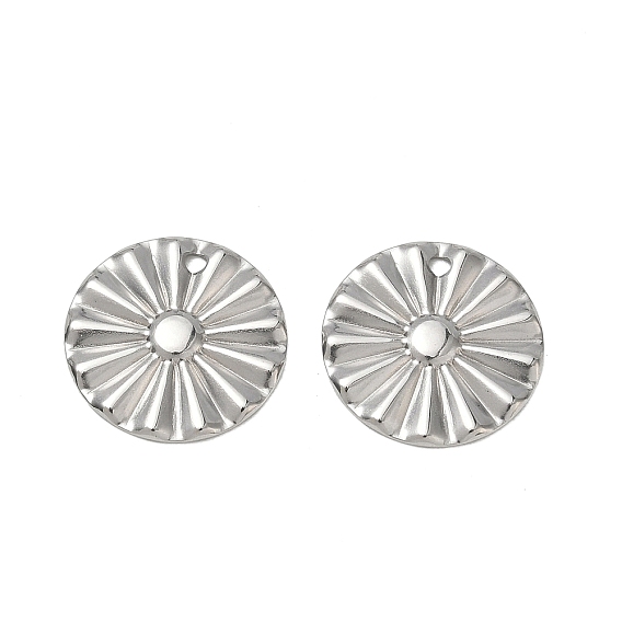 304 Stainless Steel Pendants, Textured Flat Round Charms