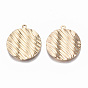 Eco-Friendly Iron Pendants, Textured, Flat Round, Cadmium Free & Nickel Free & Lead Free