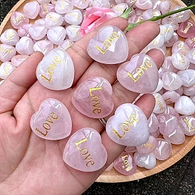 Natural Rose Quartz Healing Stones, Heart Love Stones, Pocket Palm Stones for Reiki Ealancing, Word Love