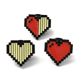 Zeld Pixel Heart Alloy Brooches, Heart Enamel Pins for Clothes Backpack